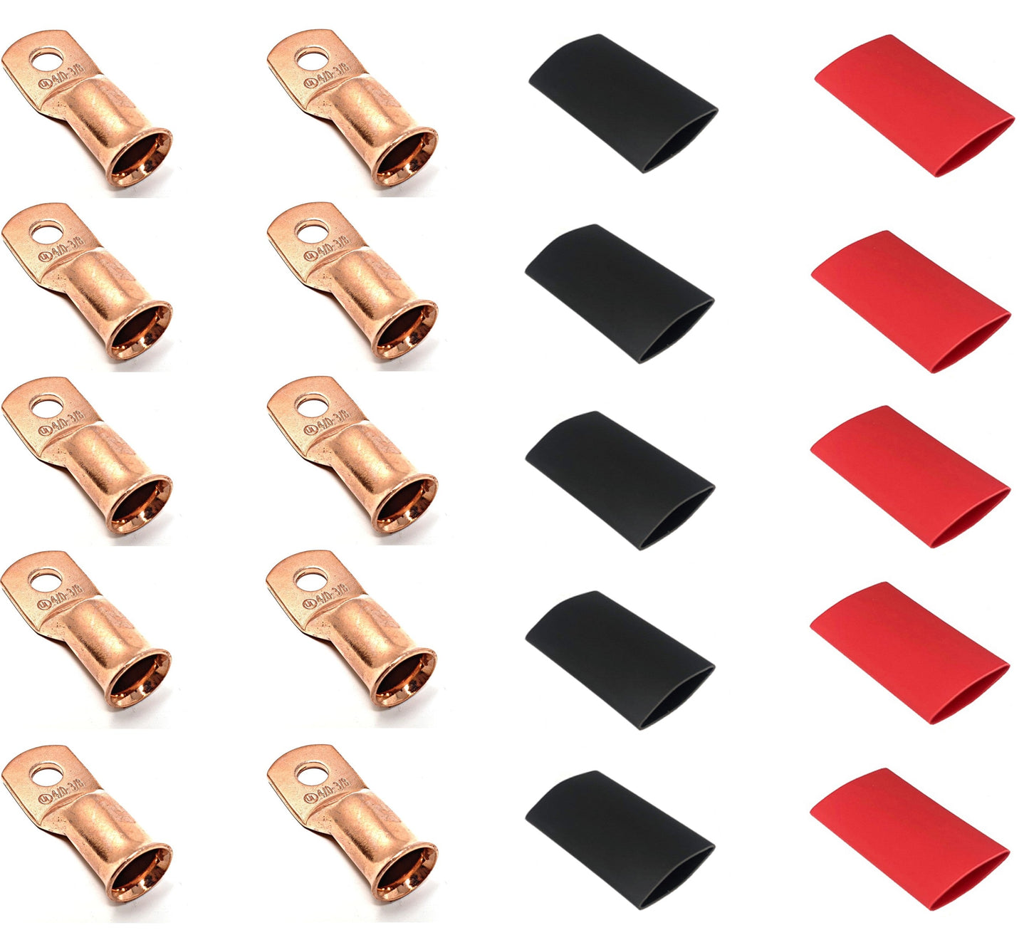 4/0 Gauge Cable Lugs with Heat Shrink Tubing Kit