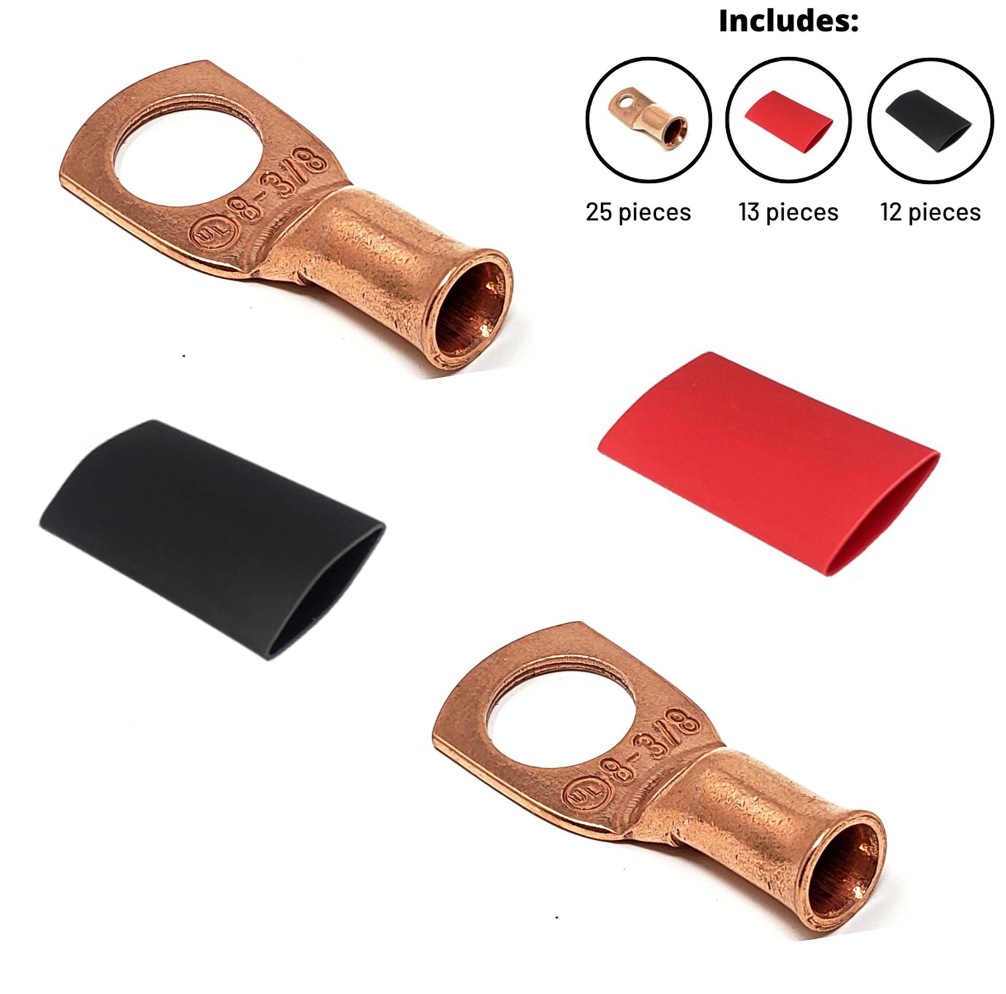 8 Gauge Cable Lugs with Heat Shrink Tubing Kit