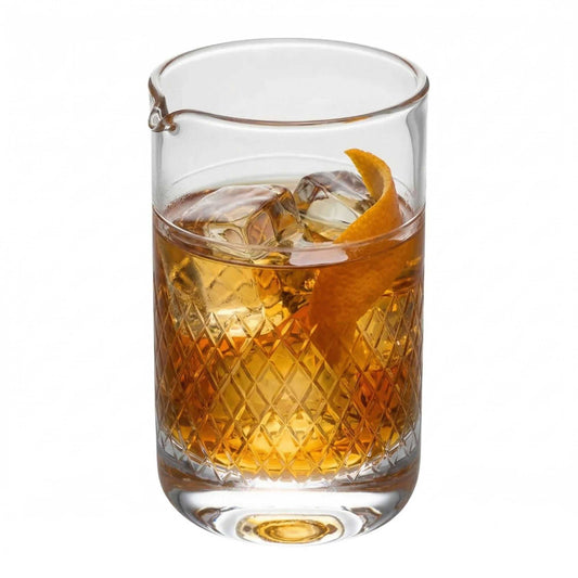 Bar Lux 17 oz Cocktail Mixing Glass - Diamond Cut Pattern, Hand-Blown, Crystal - 3 3/4" x 3 1/2" x 5 3/4" - 1 count box