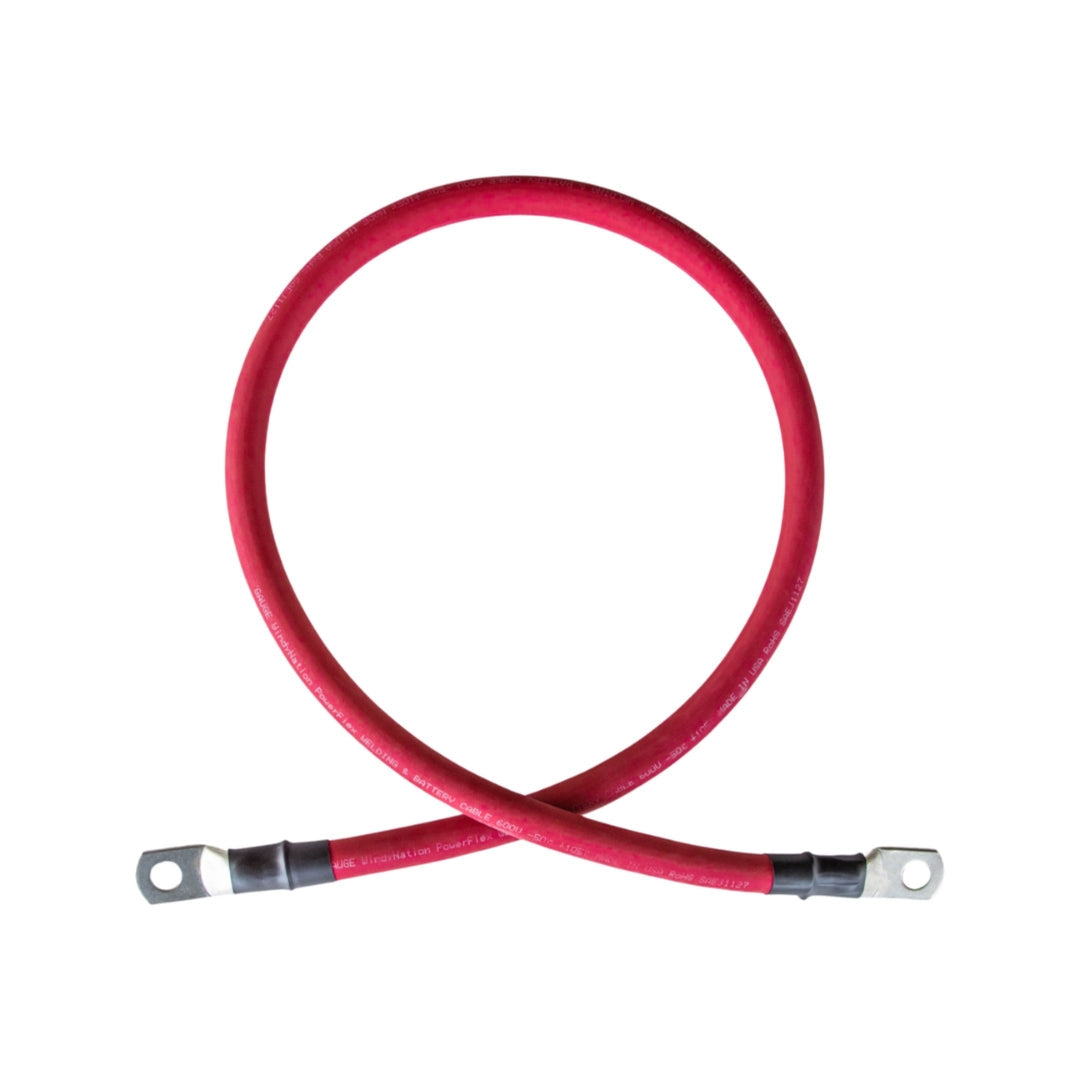2 Gauge (AWG) Black and Red Pure Copper Battery Cable Wire with Lug Connector Ring Terminals